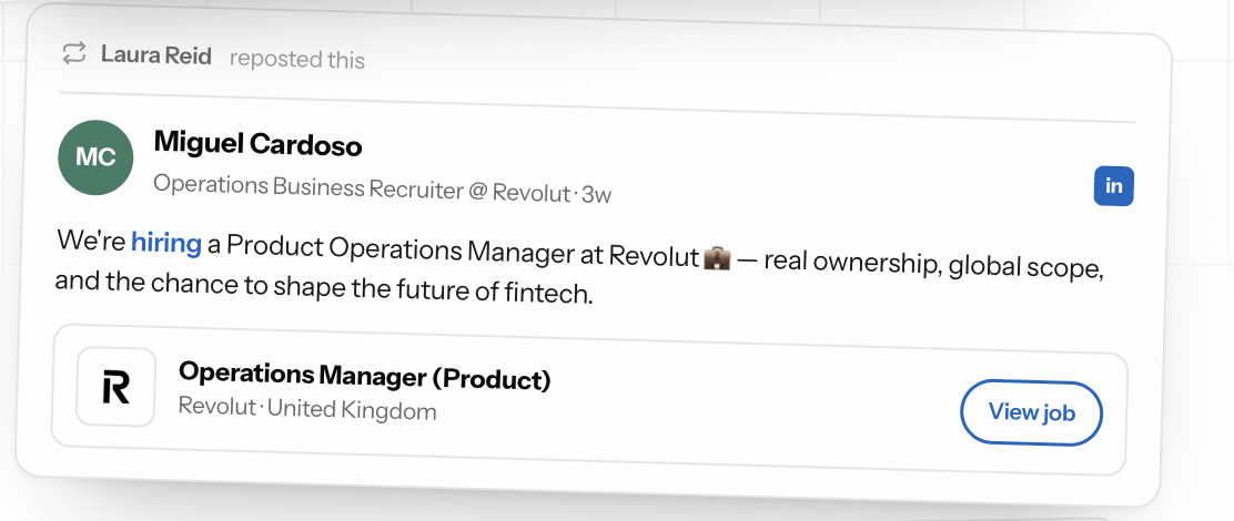 Laura Reid reposted Miguel Cardoso hiring a Product Operations Manager at Revolut, United Kingdom